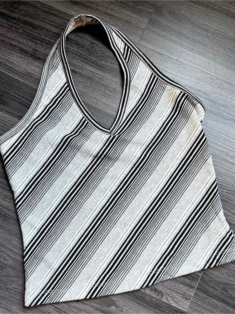 bluenotes 6360 Striped Tank Top in Black & White Size Large Like New